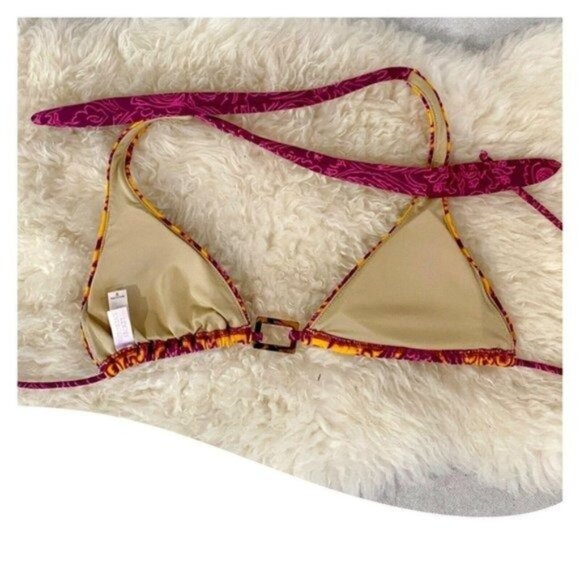 Victoria’s Secret Paisley Print Tortoise Center Halter Bikini Top Size Small - Picture 7 of 8